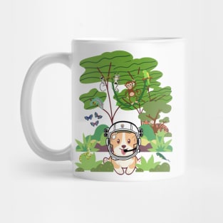 Space Corgi goes to the jungle! - The Cool Astronaut Puppy! Mug